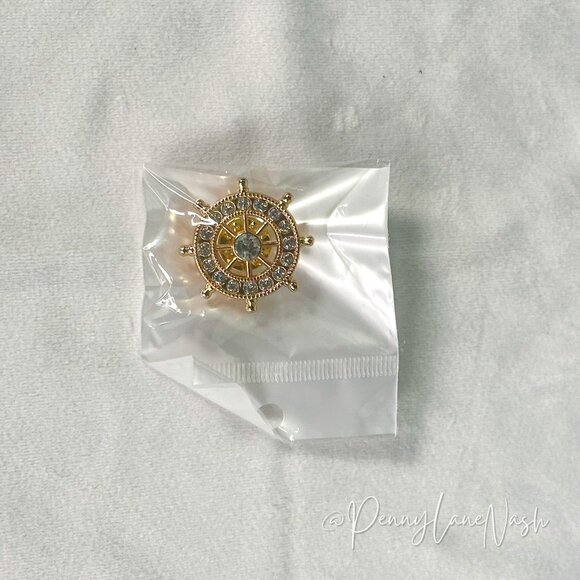 Vintage Jewelry - Vintage Captain Wheel With Rhinestone Lapel Pin Brooch